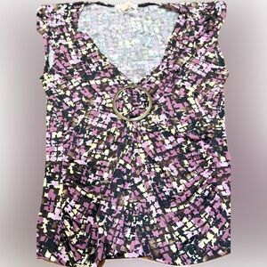 Y2K Vol. 1 Abstract Print Ring Detail Top – Women’s Small